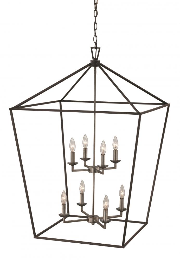8LT PENDANT-XL-BIRD CAGE-PC/BK